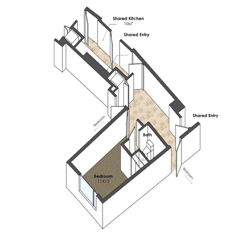 Apartment Unit C2 at Collegetown Terrace