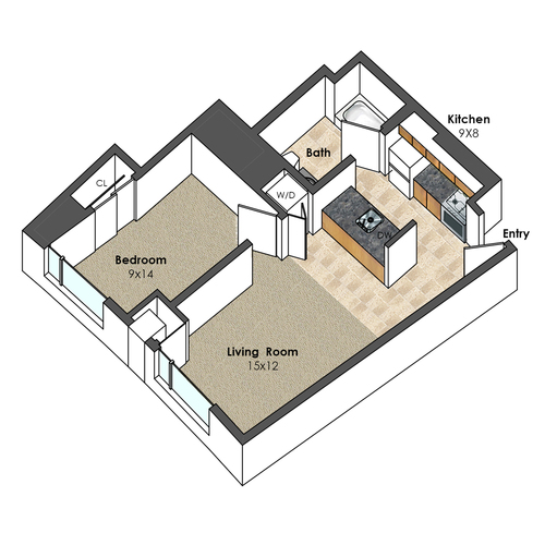 Apartment Unit G2 at Collegetown Terrace