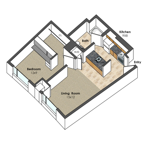 Apartment Unit G3 at Collegetown Terrace