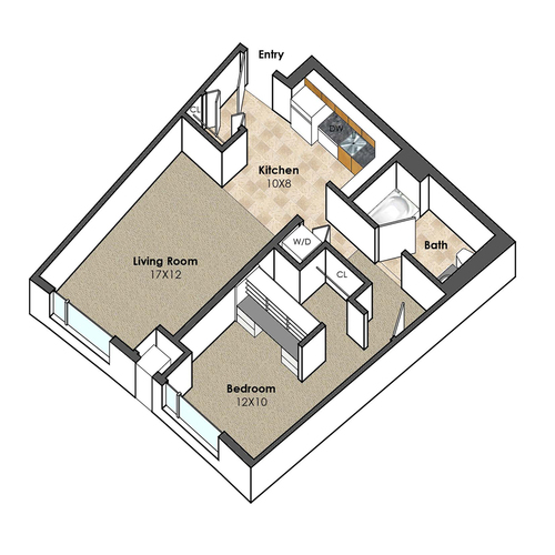 Apartment Unit F2 at Collegetown Terrace