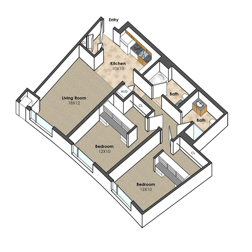 Apartment Unit F at Collegetown Terrace