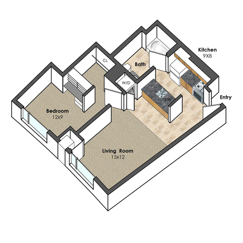 Apartment Unit G1 at Collegetown Terrace