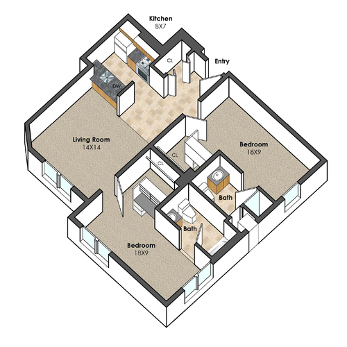 Apartment Unit B at Collegetown Terrace