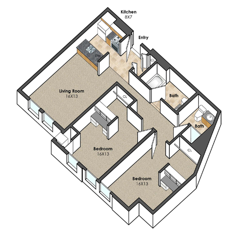 Apartment Unit C at Collegetown Terrace