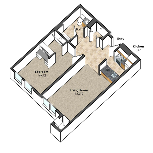 Apartment Unit D at Collegetown Terrace