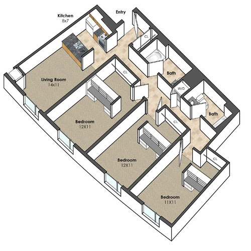 Apartment Unit B at Collegetown Terrace