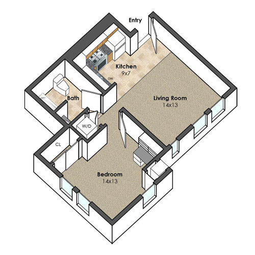 Apartment Unit A at Collegetown Terrace