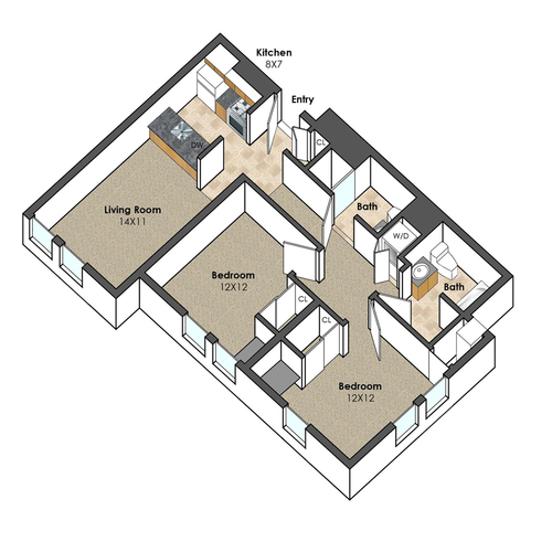 Apartment Unit C at Collegetown Terrace