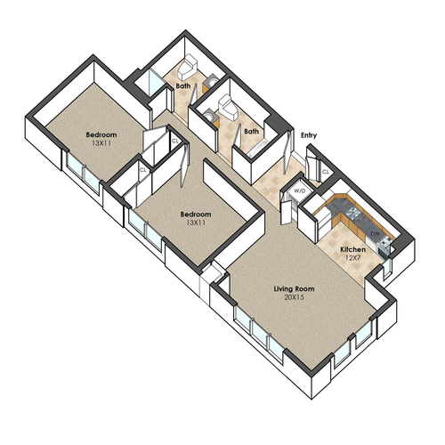 Apartment Unit B at Collegetown Terrace