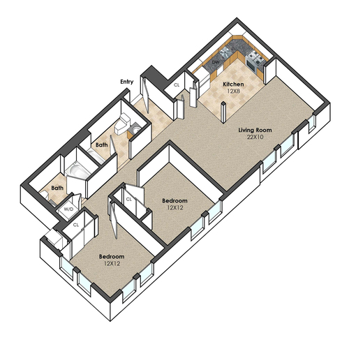 Apartment Unit C at Collegetown Terrace