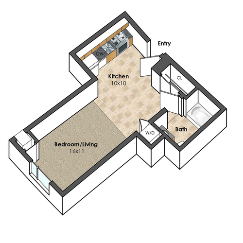 Apartment Unit J at Collegetown Terrace