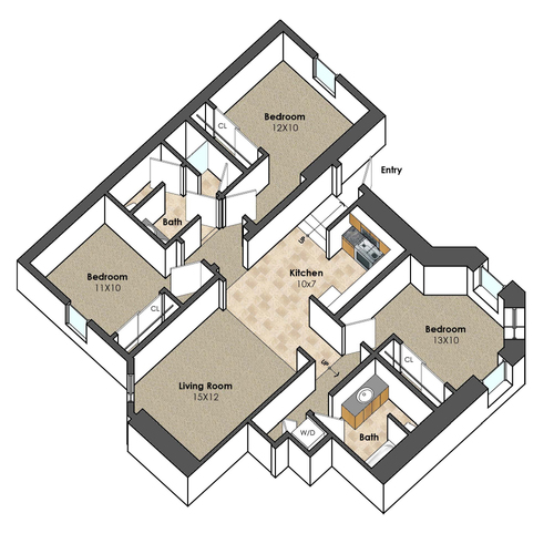 Apartment Unit A at Collegetown Terrace