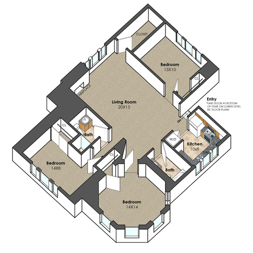 Apartment Unit H at Collegetown Terrace