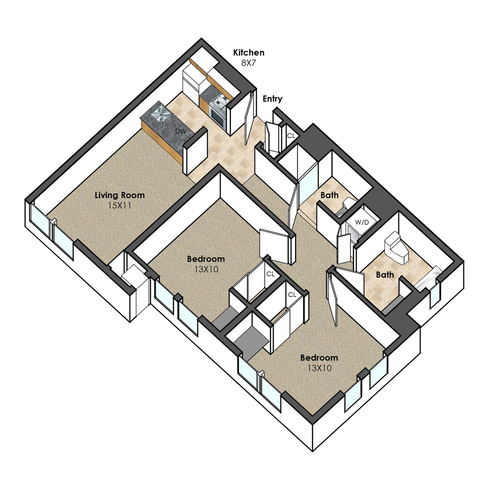 Apartment Unit D at Collegetown Terrace