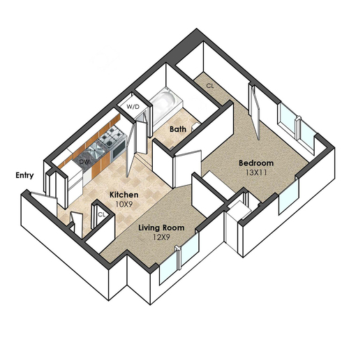 Apartment Unit D at Collegetown Terrace