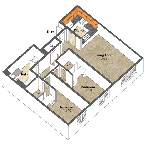 Apartment Unit D at Collegetown Terrace