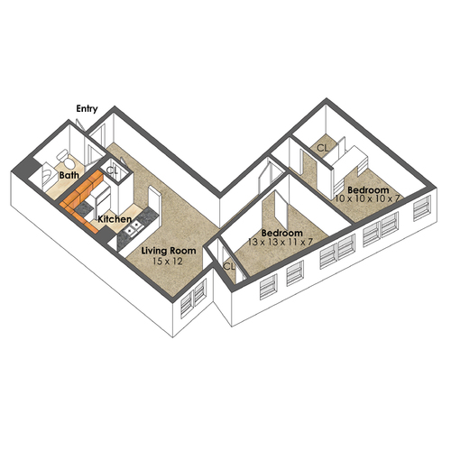 Apartment Unit E at Collegetown Terrace