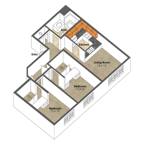 Apartment Unit F at Collegetown Terrace