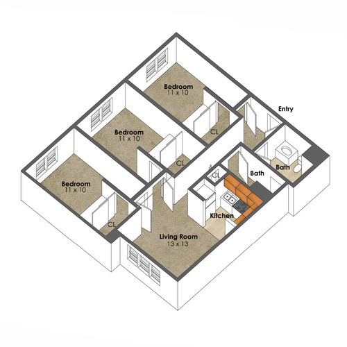 Apartment Unit H at Collegetown Terrace